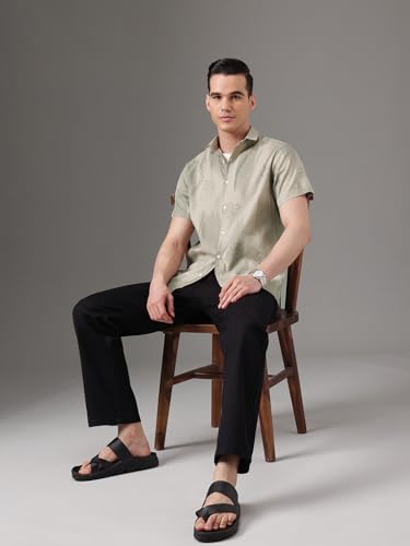 Image of Majestic Man Men's Slim Fit Pure Cotton Printed Casual Shirt - Short Sleeve | Premium Breathable Fabric | Modern Geometric Design