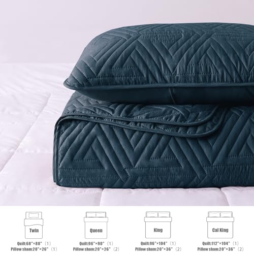 Whale Flotilla Soft Geometric Queen Quilt Set for All Seasons, Navy by Whale Flotilla - Used condition - Image 5