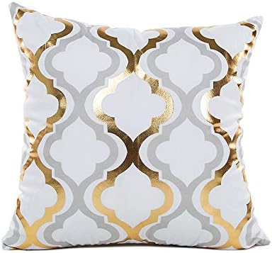 MHB Gold Foil Throw Pillow Cover Decorative Accent Pillows 18 x 18 Inch