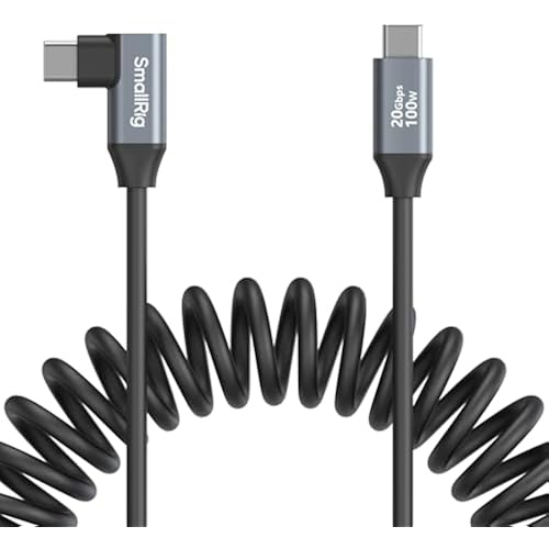 SMALLRIG USB-C to USB-C Coiled Data Cable (Straight to Angled) - 4792