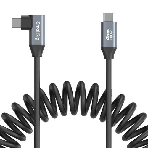 SMALLRIG USB C to USB C Coiled Data Cable (Straight to Angled), 90 Degree USB C Cable 20Gbps High Speed Data Transfer, Support PD 100W Fast Charging, for iPhone, Laptops and Cameras etc. - 4792 by SMALLRIG - Used condition - US$15.18