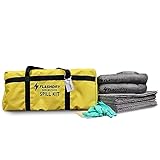 1 Flashdry Portable Complete Spill Kits Includes Yellow Duffle, Bag Tag, 15 Spill Absorbent Pads, 2 3