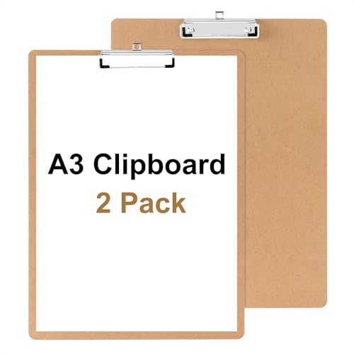 Srvnpioy Grande Portapapeles A3 de Madera, 2 Piezas, Versión Vertical, Hecho de Fibra de MDF, para escribir, dibujar, pintar y hacer bocetos en la escuela, en casa y al aire libre