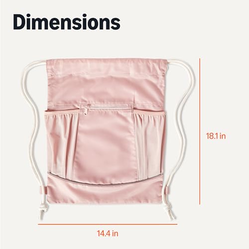 Image of Amazon Basics Drawstring Lightweight Gym Bag Soccer Backpack with Zipper Pouch, Mesh Side Pockets for Water Bottle, Large, Pink
