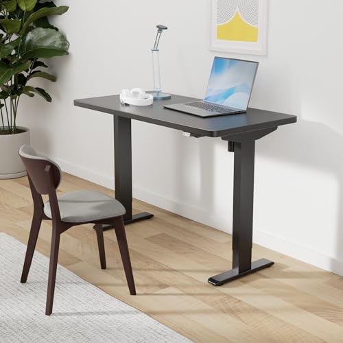 Image of SANODESK Electric Standing Desk 48 x 24 Inches Whole-Piece Desktop Height Adjustable Stand Up Desk w /6-Button Controller Ergonomic Computer Desk for Home Office, Black Frame + Black Tabletop