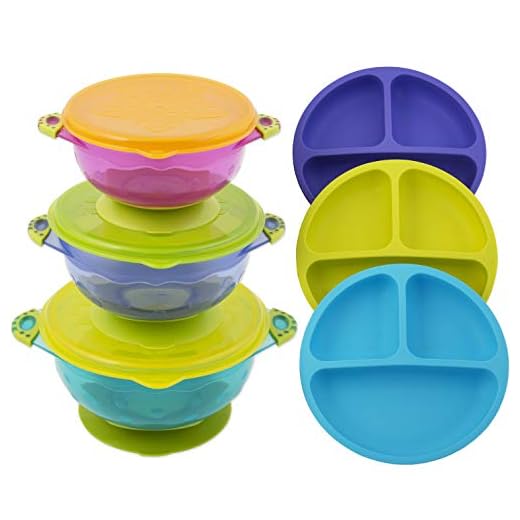 Toddler Plates and Bowls | Baby Bowls with Suction in 3 Different Sizes w/Air Tight Lid | Divided Silicone Plate - Unbreakable, Easy Clean & Perfect for Fussy Eaters | Baby Feeding Set