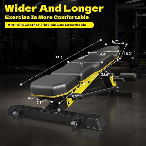 Image of DONIUZ Adjustable Weight Bench for Home Gym, 1200LB Heavy Duty Commercial Workout Bench, Multi-Position Incline Decline Flat FID Bench Press with Headrest & Leg Rollers for Full Body Strength Training