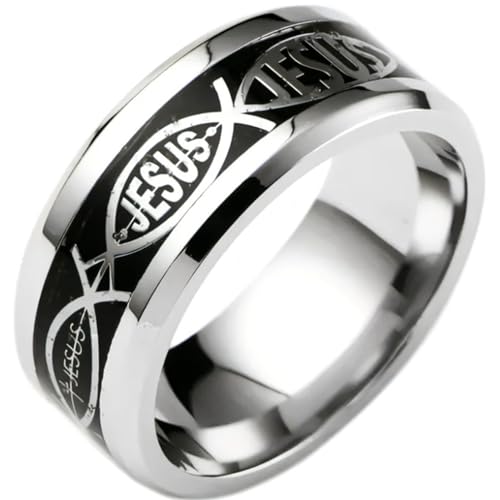Jude Jewelers 8mm Stainless Steel Jesus Fish Style Christian Religious Wedding Band Ring