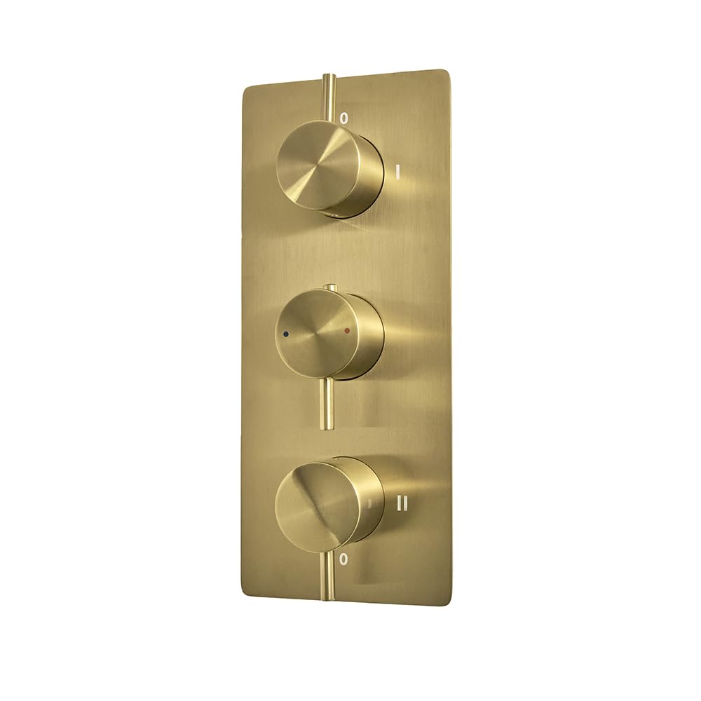 Milano Brushed Brass Otto 3 Outlet Triple Diverter Thermostatic Concealed Mixer Shower Valve