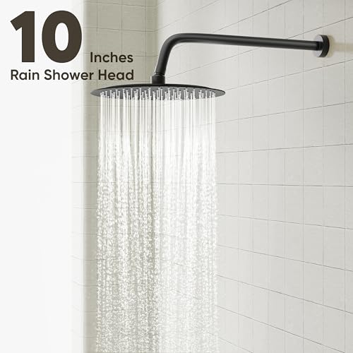 Image of Gabrylly Shower System Black, Pressure Balance Shower Faucet Set, 10 inch Stainless Steel Rain Shower head with 5-Mode Handheld Shower Spray Combo,High Pressure Rainfall Shower Head Set, Matte Black
