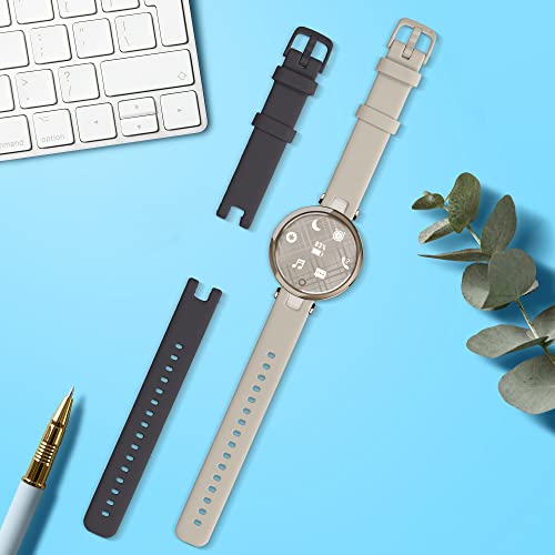 kwmobile 2x Straps for Garmin Lily Sport Watch Strap - Silicone Replacement Watch Strap Set - Replacement Bands Lavender/Beige - Image 2