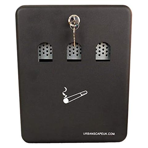 Wall Mounted Cigarette Bin Ashtray Ash Outdoor Outside Smoking Bin Bucket Garden Pub Club Cig Disposal Lockable Metal Storage with Key Lock Steel 3 Litre Cover