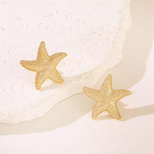 Starfish Shell Stud Earrings for Women Gold Silver Chunky Seashell Drop Dangle Earring Beach Summer Themed Jewelry4
