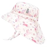 Jan & Jul Mädchen Schnell trocknender Sonnenhut mit Nackenschutz für Schwimmen, Strandhut für Kleinkinder und Kinder (L: 2-5 Jahre, Einhorn)