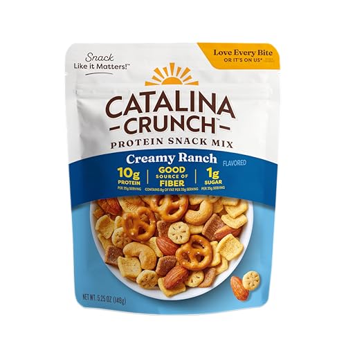 Catalina Crunch Protein Snack Mix - 10g Protein, 1g Sugar per Serving - Good Source of Fiber, Gluten Free - Creamy Ranch, 5.25 Ounce Bag (Pack of 1) - Packaging May Vary