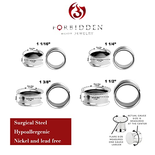 Forbidden Body Jewelry Ear Gauges, Ear Tunnels, Tunnels For Ears, Surgical Steel Mirror Finish Double Flared Tunnel Plug Earrings (8pcs/4-Pair 28/32/35/38mm)