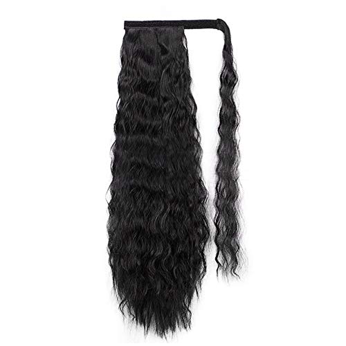 JessLab Extensiones de Cabello, Extensión de Cola de Caballo Sintética Rizada, 61cm Maíz Wave Look Natural Resistentes al Calor Postizo Ponytail Wrap Peluca con Pasta Mágica para Mujeres Chica