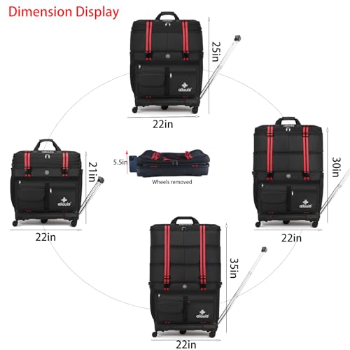 expandable foldable luggage bag with telescoping handle collapsible suitcase with removable universal wheels rolling travel bag for men women duffel bag
