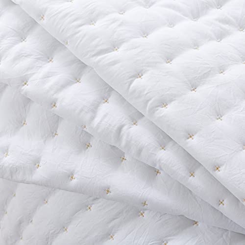 Wdcozy White Queen Size Quilt Bedding Sets With Pillow Shams, Lightweight Soft Bedspread Coverlet, Quilted Blanket Thin Comforter Bed Cover, All Season Summer Spring, 3 Pieces, 90X90 Inches #TOP6