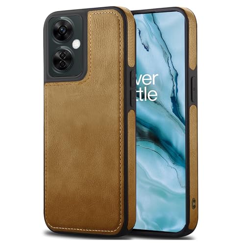 Image of Leather Case for OnePlus Nord CE 3 Lite Premium Protective Stylish Slim Cover with Shockproof Raised Edges Brown