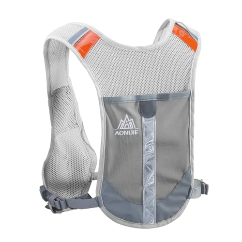 JEELAD Running Hydration Vest Trail Backpack for Women and Men Jogging Trail Race Marathon Cycling Hiking (02 Grey (5L), One Size)