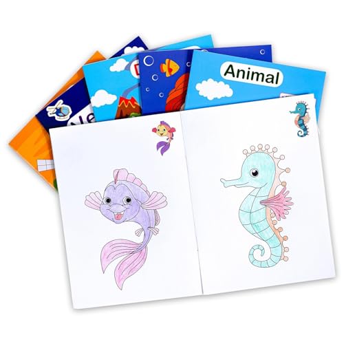 Zasdvn Libros para colorear para niños de 4 a 8 años, libros para colorear en paquete a granel - 6 libros para colorear para niños - Libro de actividades navideñas de dibujos animados, libros para