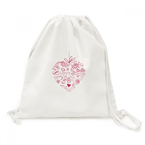 Sac à cordon en toile d'ange coeur rouge St Valentin fini les sacs lourds