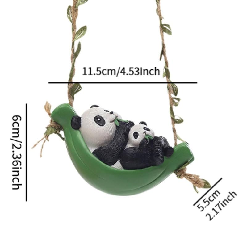 Image of The Decorshed Cute Panda Couple Swing Hanging Decor - Pack of 1 | Adorable Resin Showpiece for Home Dcor | Romantic Panda Figurine for Living Room, Bedroom, Gift Item