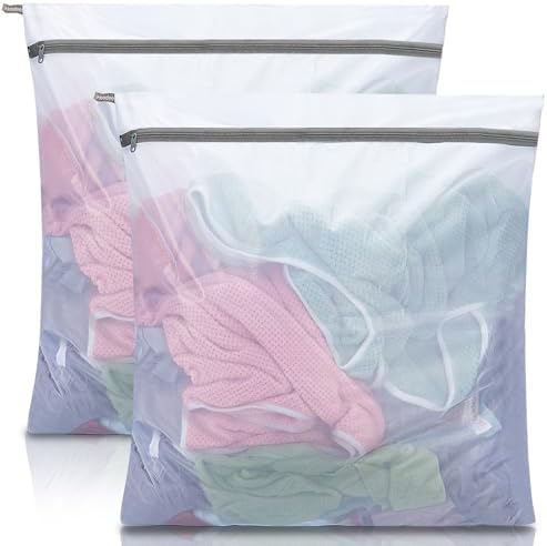 Mesh Laundry Bags for Delicates,30"x30" Extra Large Laundry Bags Mesh Wash Bags for Washing Machine, Delicate Laundry Bag, Travel Clothing Storage Bags for Cruise, Camping, College (2 Pack)