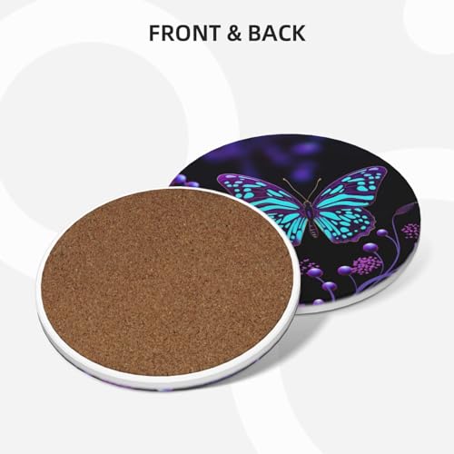 Dessous de verre en céramique violet avec base en liège et support - 3