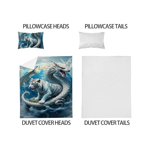 Housse de couette dragon tigre 3D en microfibre respirante - 5