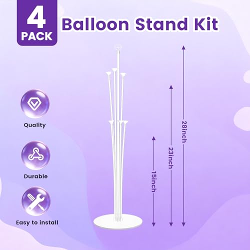 Image of JOYYPOP 4 Sets Balloon Stand Kit For Table, Balloon Sticks with Base Birthday Graduation Party Decorations Wedding