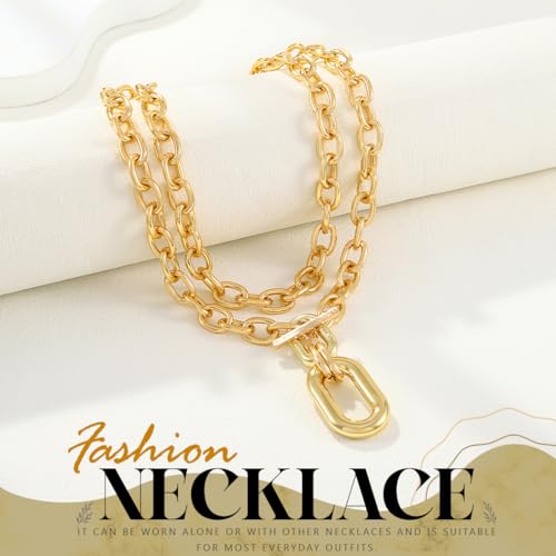 Handcess Boho Chunky Choker Halskette Gold Layered Halsketten Punk Dicke Halskette Kette für Frauen