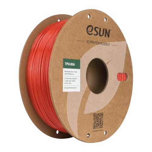 eSUN TPU 95A Filament 1.75mm, Flexible 3D Printer Filament TPU, Dimensional Accuracy +/- 0.05mm, 1KG Spool (2.2 LBS) 3D Printing Filament for 3D Printers, Red