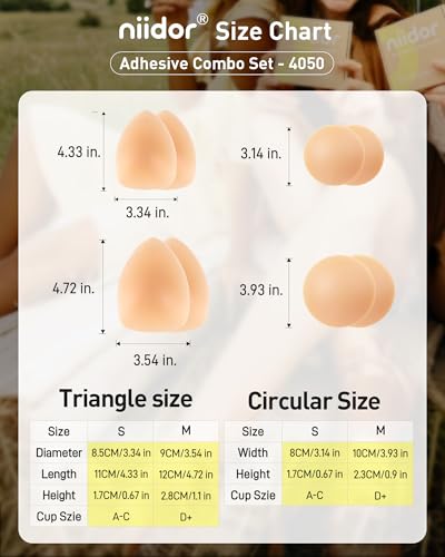 Image of Niidor Nipple Covers for Women with Lift Reusable Silicone Pasties Breast Petals Seamless Under Any Oufit for All Day Comfort