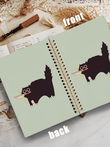 Carnet de notes chat noir couteau cyan rigide 14x21cm 80p - 6