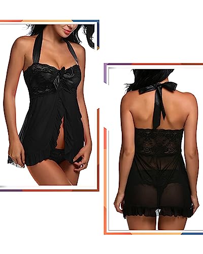 Image of Love Maker Women Babydoll Chemise Multicolor Lace Net Lingerie Nighty for Girls Stylish Above Knee Flora Print Honeymoon Anniversary Nightwear Dress Small to 3XL