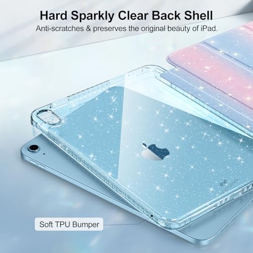 Fintie Hybrid Slim Case for iPad (A16) 11th Generation 11 Inch (2025), iPad 10th Generation 10.9 Inch (2022) - Shockproof Cover with Clear Transparent Back Shell & Pencil Holder, (Pink/Blue) by FINTIE - Used condition - Image 4