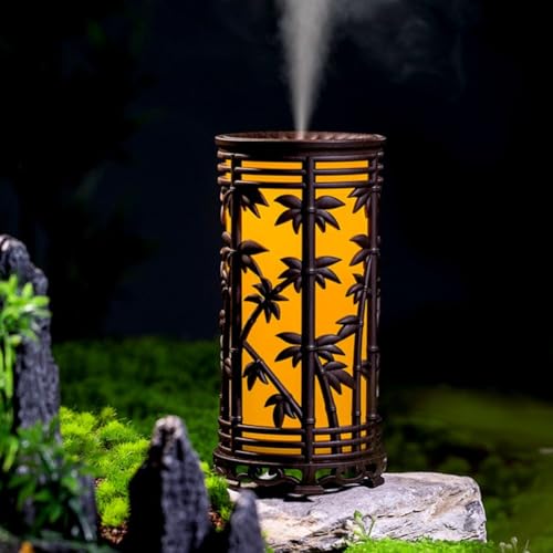 Jotekonoby Humidificateur Usb Composition Chambre Salon - Diffuseur d'arômes ABS 280 ml avec motif pour modes (continu/intermittent) Veilleuse d'ambiance Brume de canne naturelle Mini Two (A)