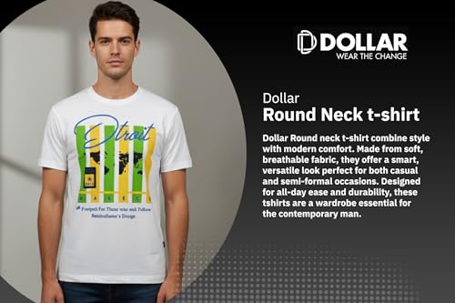 Image of Dollar Club Men's Cotton Round Neck Printed T-Shirt White