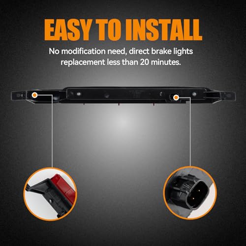 Image of Third 3rd Brake Light LED for 2007 2008 2009 Chevy Equinox, High Mount Rear Brake Lights Assembly for 07 08 09 Pontiac Torrent, Waterproof Center Cab Lamp Stop Light (Red)