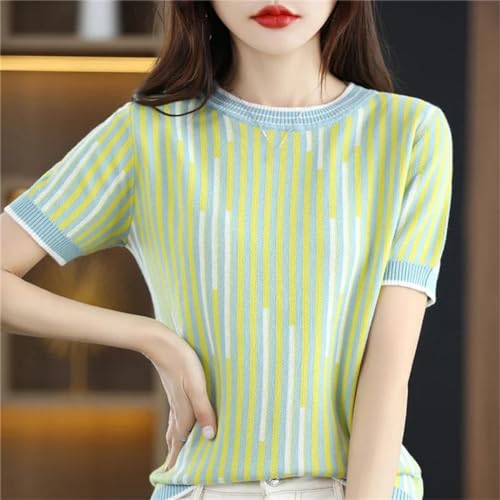 T-shirt en tricot rayé en coton coupe ample et pull tendance