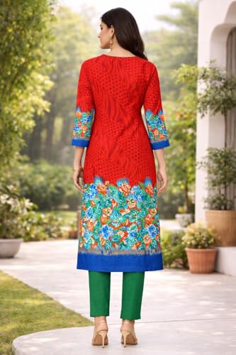 Image of Women's Cotton Blend Unstitched Kurti Set for Women | A-Line Style Dress Material | 2-Piece Traditional Ethnic Wear Suit Fabric