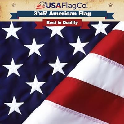 American Flags for Outside 3x5 - USA Flag Co. American Flag 3x5 Heavy Duty Outdoor Made in USA with Embroidered Stars and Sewn Stripes, This US Flag is an American Made Flag