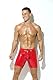 Bodywear4you Herren Leder Boxershorts Lack glänzend Optik, Wetlook sexy Unterwäsche, Clubwear Jockstraps mit offenem Schritt Ouvert Shorts Long Pants (as3, Alpha, x_l, Regular, Regular, Rot)