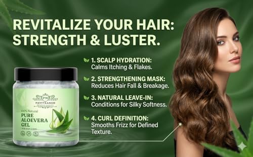 Image of Pure Aloe Vera Gel 200 gm | Face Skin Hair Gel for Men & Women, Herbal Moisturizing for Hydration & Scalp Care, Non-Sticky Formula for Glowing Skin (200 gm)