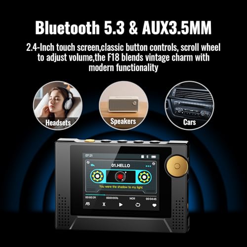 Image of 64GB 80s Retro MP3 Player with HD Speaker,MP3 Cassette Nostalgia Player,Dynamic Retro UI,Tape Drive Shape,Portable Bluetooth MP3 Music Player 50 Hours Long Battery Life, 2.4 inch Touchscreen (Black)