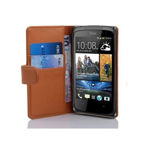 Cadorabo Funda Libro para HTC Desire 500 en MARRÓN Cognac   Cubierta Proteccíon de Cuero Sintético Estructurado con Tarjetero y Función de Suporte   Etui Case Cover Carcasa