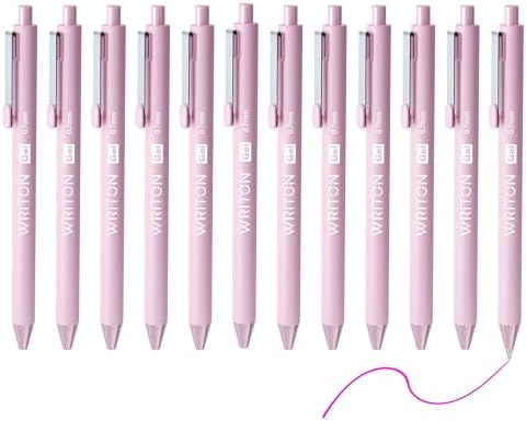 Writon Retractable Gel Pens, Comfort Barrel, 0.7mm Fine Point, Light Purple Barrel, Fuchsia Ink, 12 Pack … image 4