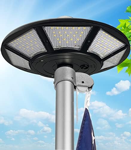 Solar Flag Pole Light 200 LED, 2000lm Flagpole Lights Last Up to 12 Hrs, Wide Flag Coverage Fits 0.5" Wide Flag Ornament Spindles, Brightest Solar Flag Light for Most 15 to 25 Ft Flag Poles (Black)